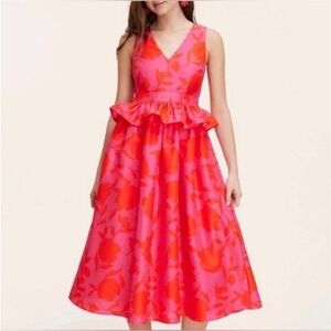 Kate Spade Classic Rose Peplum Women’s Midi Dress NWOT- Size 14
